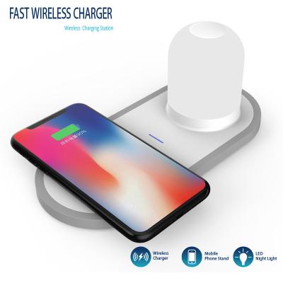 China Smart Watch LED Night Light 2 in 1 Wireless Charger Station Phone Charging Holder for sale