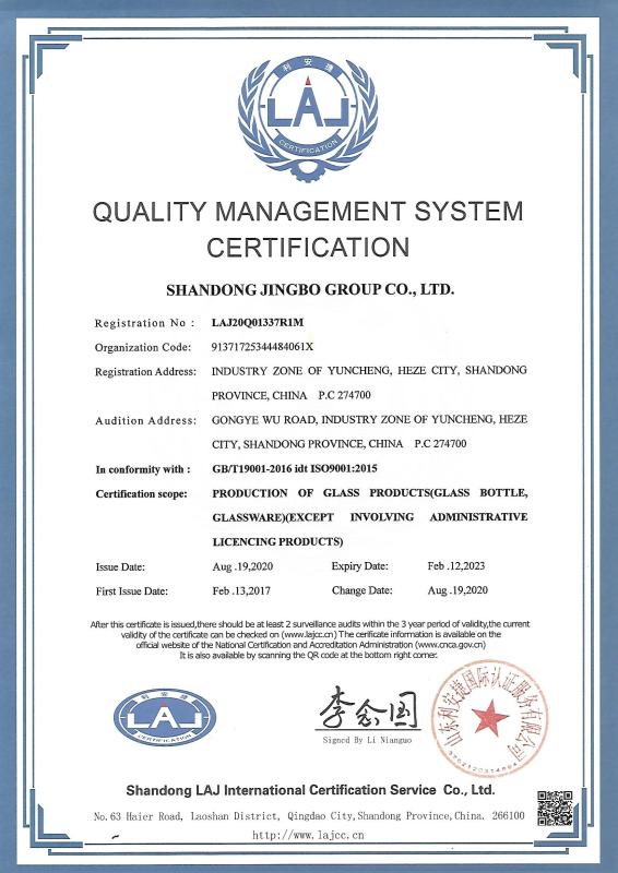 ISO9001 - Shandong Jingbo Group Co., Ltd.