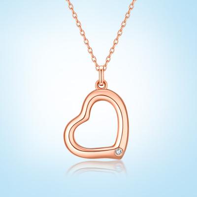 China Customizable Vintage 925 Silver Heart Shaped Rose Gold Plated Diamond Pendant Necklace for sale