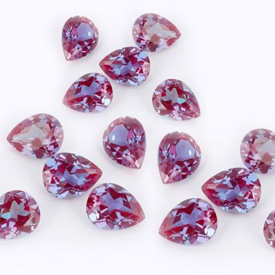 China RUBY Fashion Noble Purple Gemstone Rectangular Oval Round Teardrop Shape Alexand Corundum Synthetic Stone for sale