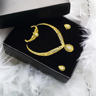 China Simple Exotic Water Wave Chain Jewelry Set Luxury Gold Plated Bridal Jewelry Set for sale