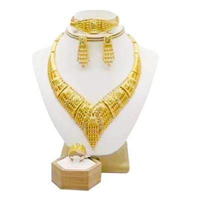 China African Water Wave Chain Bride Wedding Jewelry Set Exotic Custom Gold Plated Temperament Jewelry Set for sale