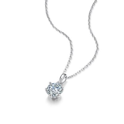 China CLASSIC 925 Sterling Silver Round Diamond Chain Pendant Necklace Women's Necklace for sale