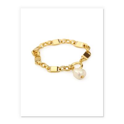 China CLASSIC Charm Brass Gold Jewelery Pearl Bead Bracelet Women Gold Plated Spring Chain Anklets for sale