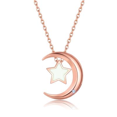 China Lady CLASSIC Rose Gold Pendant Necklace Rose Gold Moon Star Necklace Jewelry Fashion Simple for sale