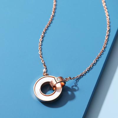 China Custom Rose Gold Zircon Pendant Necklace fashion jewelry romantic valentines day gifts for women charm necklace for sale