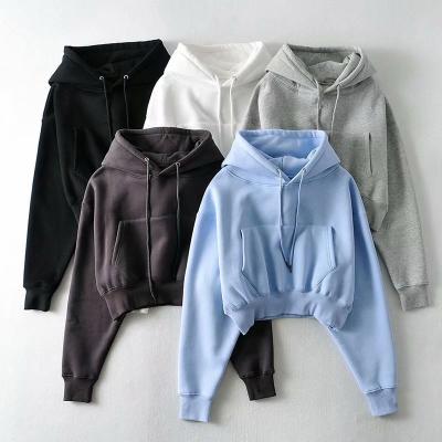 China Vintage Workout Top Hoodies Autumn Women Hoodies Pockets Crop Sports Jacket Fitness Breathable Female Yoga Shirt for sale