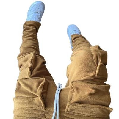 China Breathable Men Style All-match Loose Wide-Leg Pants Reflective Hip Hop Fleece Sweatpants for sale