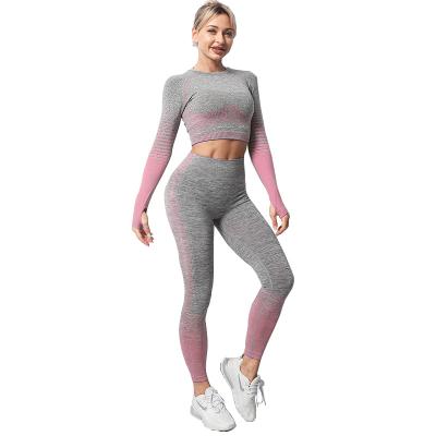 China Antibacterial Custom Seamless Clothing Set Women's Rainbow Yoga Wear Suit Active Yoga Sets for sale