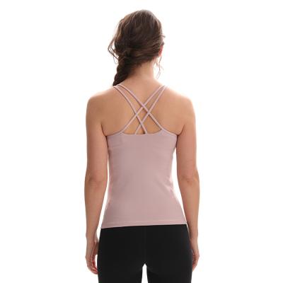 China New Arrival Color Era-ing Breathable Design Sports Women Solid Mesh Yoga Tank Top High Quality Quickly Dry for sale