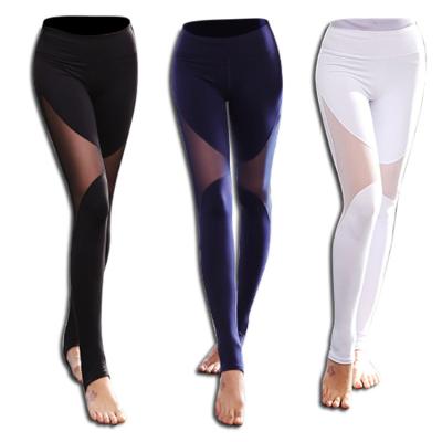 China Wholesale Breathable Woman Sports Fitness Yoga Pants Large Stretch Nylon Spandex Ladies Yoga Pants With Mesh Design for sale