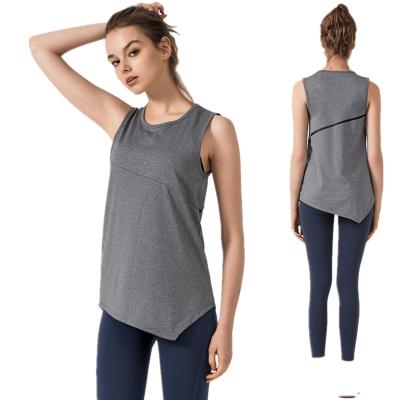 China Custom Made Breathable Yoga Sleeveless Wholesale White Gym Fitness Womens Shirts Loose Tank Tops O-Neck Sports Women Workout for sale