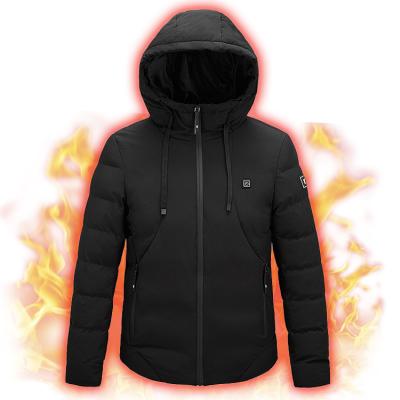 China USB Battery Operated Plus Size Heating Down Jacket Hooded Jacket Waterproof Heating Coat With Hood for sale