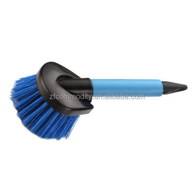 China Auto Cars Wholesale Auto Tire Short Soft Rim Scrub Brush Auto Detailing Tire Cleaner Brush Wheel Tire Cleaner Brush Handle Bristle Brush for sale