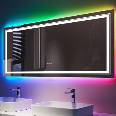 China Modern Design Bright Dimmable Warm Touch Buttons Anticorrosive Materials LED Light High Quality Bathroom Mirror for sale