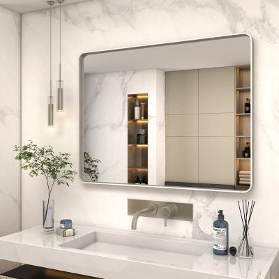 China high clear reflection & No Deformations Wall Mounted Illuminated Mirror Framed Modern Bathroom Wall Mounted Dressing Table Mirror Smart Rectangle Led Mirror for sale