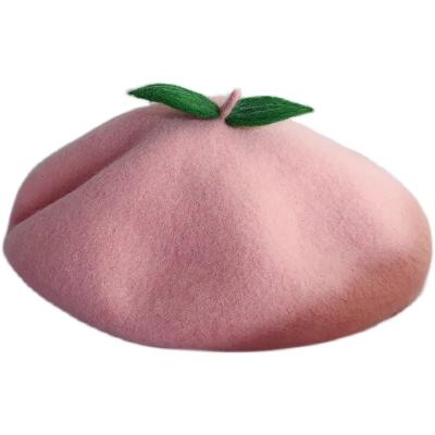 China Fashion\Wholesale High Quality Fruit Peach Holiday Fashion Cute Comfortable\Durable Matte Women Handmade Berets Winter for sale