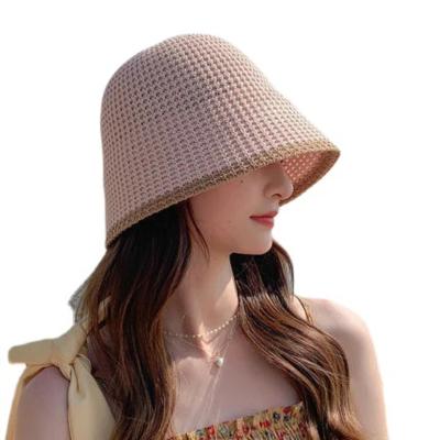 China Fashion\Comfortable Handmade Knitted Bucket\Durable Straw Hat Summer Female Outdoor Fisherman Caps Hollow Out Travel Breathable Sun Hats for sale