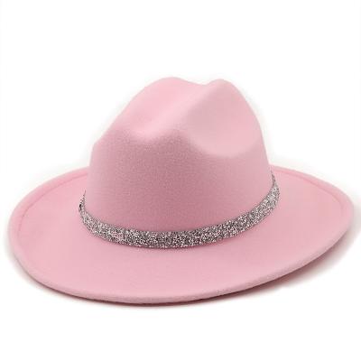 China Picture Accessories Hat Chain Diamond Women Accessories Decorative Jewelry Felt Fedora Hats With Diamond Chain for sale