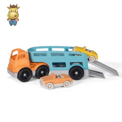 China 2021 New PP+Wheat Straw Push And Go Straw Toy Vehicle With Double Layer Wheat Carrier Eco Baby Car Toys For Kids for sale