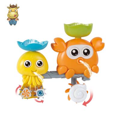 China Plastic Octopus Toy Set, Wholesale Kid Bathroom Crab Bath Toy Octopus And Crab With Shower Water Spray for sale