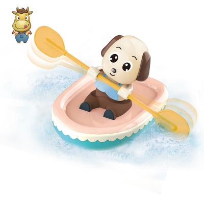 China Bath Toy Hot Selling Product 2021 New Baby Shower Toy Pet Piggy Rowing On The Plastic Water Bathroom Toy for sale