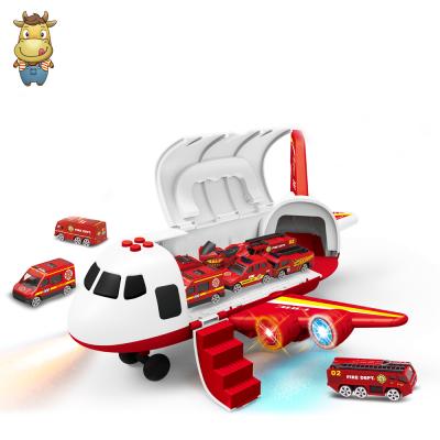 China Toy Wholesale Airplane Transport Engineering Vehicle Alloy Car Trucks Diecast Toys Set Flat Toys for sale