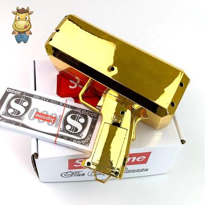 China 2020 Custom Electronic Plastic Small Order Support Gun Small Order Nightclub Party Atmosphere Gun Toy Gun Gold Silver Logo for sale