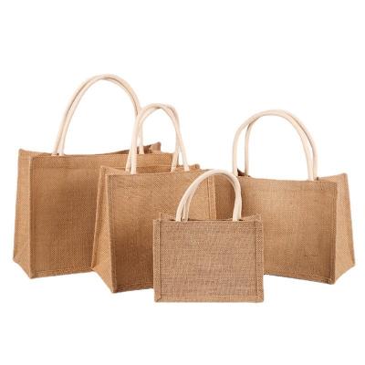 China Wholesale Custom Printed Reusable Shopping Canvas Jute Reusable Large Logo Burlap Handbag Eco Women Tote Bag for sale