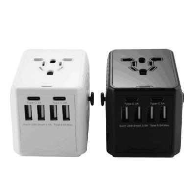 China Factory Supply 4USB+2Type-C Bargain Price Black Ce/rohs/fcc/pse 4usb+2type-c Plug In Worldwide Universal Travel Adapter Socket for sale