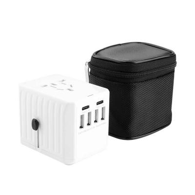 China durable 4USB+2Type-C using Ce/rohs/fcc/pse 4usb+2type-c black plug in charger machine international universal travel adapter power adapter for sale