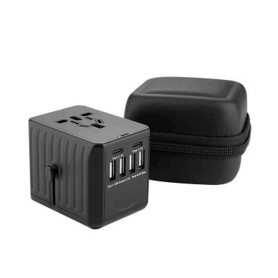 China 4USB+2Type-C Custom Design Ce/rohs/fcc/pse 4usb+2type-c Black Plug In Universal Power Travel Adapter Mount Machine for sale