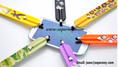 China 2020 factory Custom logo printing silicone slap band with touch pen for sale