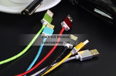 China NEW HOT Factory directly  nylon braided 1.5M USB data sync charger cable, charge line for sale