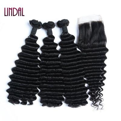 China Funmi Drawn LINDAL 12A Loose Deep Loose Deep Double Weave Human Remy Hair Extension Bundle Wholesale for sale