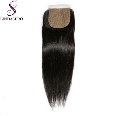 China LINDAL straight 12 14 16 18 20 inch 4x4 straight bottom brazilian silki hair with silk closure for sale