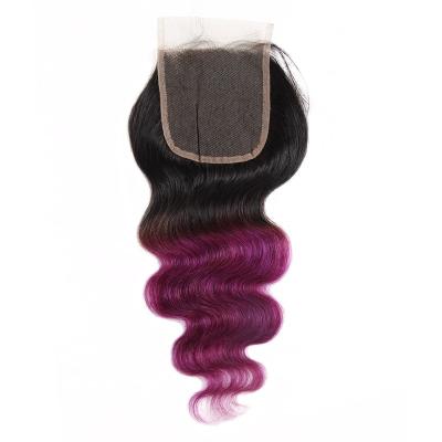 China Body Wave LINDAL Black And Purple Color Hair Closure Extension Body Wave Bundles With Closure Headband for sale