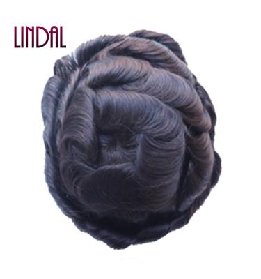 China LINDAL Full Straight Stock Ready To Ship Thick Thin Skin Toupee Hair, 100% Human PU Toupee Men, Men Wigs Natural Hairline Hairpiece for sale