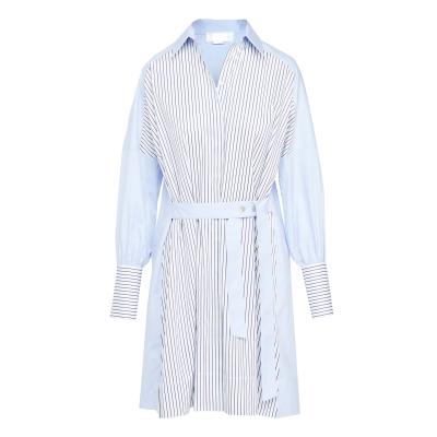 China Office Lady Casual Button Front Stripe Long Sleeve Midi Summer Shirt Dresses Women Midi Summer Shirt Dresses for sale