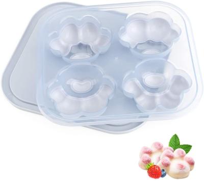 China Housolution Sustainable Ice Cube Mold, 4 Pieces Silicone Ice Cube Tray Maker Food Grade with Cute Cat Claw Shaped for DIY Family Popsicle for sale