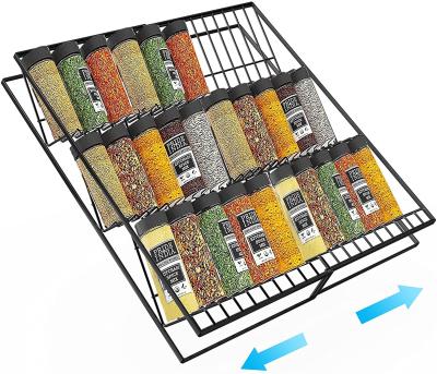 China Housolution Modern Set 2 Pack Expanding Rotating Rack Storage Organizer for Kitchen, Cabinet, Countertop 15 Inch Spice Rack Spices for sale