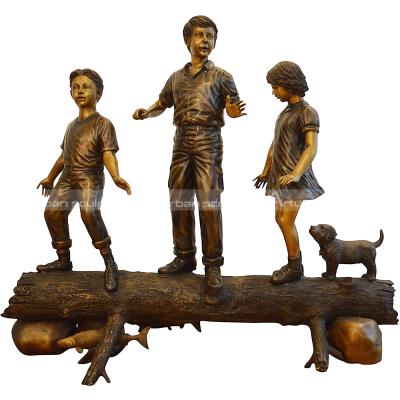 China Europe Little Boy Children Figure Statue Three Children Statue For Garden for sale