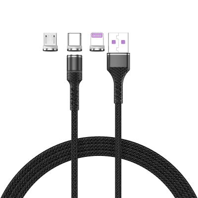 China Camera Ready To Ship 1M 2M 3 IN 1 Magnetic Charger Micro USB Type-C Lighting Fast Charging Cable For Android IOS Mobile Phone for sale