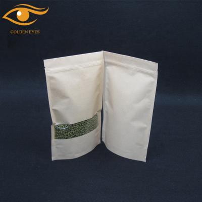 China Ziplock Recyclable Kraft Paper Stand Up Pouch Food Packaging Bag With Zipper And Window for sale