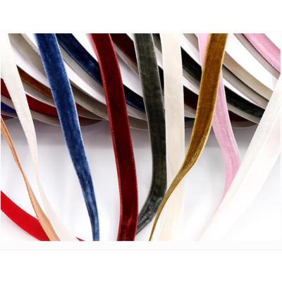 China Garment Eco-friendly Decoration Use Colorful Soft Velor Ribbon 10mm Velvet Fabric Ribbon Wholesale for sale