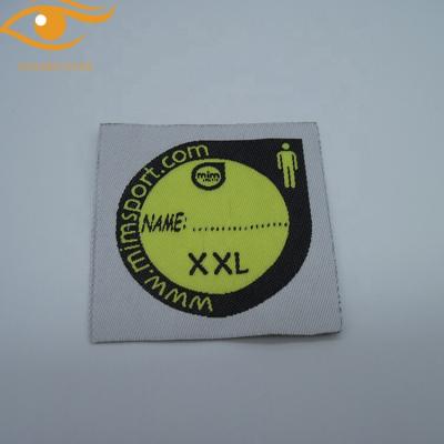 China Clothing Woven Size Label Hot Sale Woven Labels Woven Badges Sustainable Garment Accessories for sale