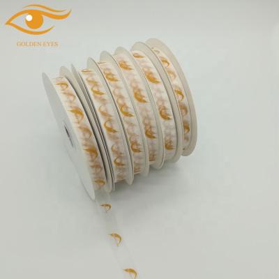 China Eco friendly custom gold printed organza ribbon viable in ribbon gold logo organza ribbon wholesale for sale