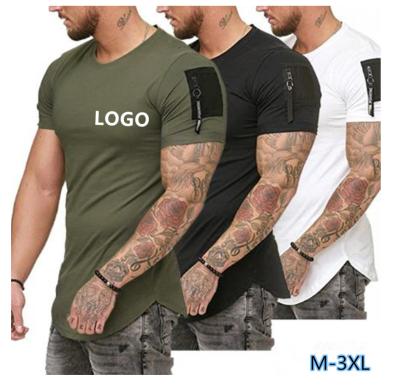 China QUICK DRY Trend Men's Summer Zipper Pocket Design Plain T-shirt Men's Short Sleeve Tops for sale