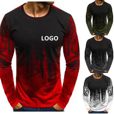 China Camouflage QUICK DRY Men's Fitness T-shirt Sports Printing Fashion Designer Long Sleeve T-Shirt for sale