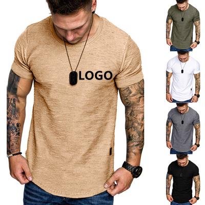 China QUICK DRY Custom Slim Fit Casual Men's Fitness T-shirt Cotton Logo Cotton Logo Short Sleeve T-Shirt for sale